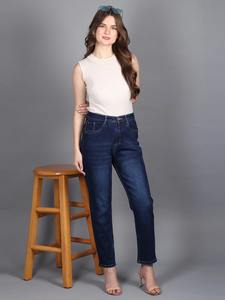 Suministro directo de fábrica Slim Fit Yet Relaxed Mom Jeans High Rise Denim Perfecto para la universidad y los viajes con embalaje personalizado - Product Image 2