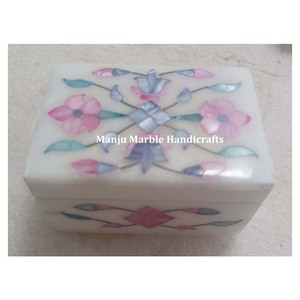 Caja de incrustaciones de piedras preciosas de diseño moderno personalizada madre perla arte Floral pieza Natural hecha a mano Almacenamiento de joyería duradero artículo de embalaje - Product Image 2