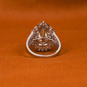 18K <b>Solid</b> Gold Yellow Pear Cut Lab Grown Diamond Double Halo Engagement Ring IGI Certified Diamond Engagement Gift Ring - Product Image 5