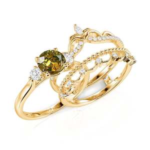 Jeulia <b>Crown</b> Interchangeable Three Stone Engagement <b>Ring</b> Set-Fine Jewelry - Product Image 2
