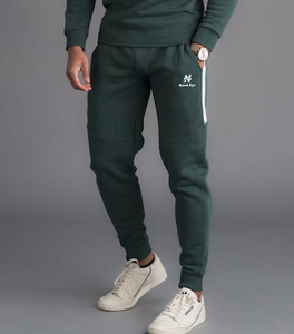Survêtement vert foncé avec empiècements contrastés blancs et noirs à col ras du cou pour hommes, vêtements de sport personnalisés, survêtement à manches longues pour hommes - Product Image 6