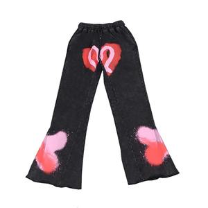 Pantalon de survêtement évasé pour hommes de conception supérieure pantalon fabriqué en coton polaire chenille patchs de broderie Logo pantalon pour hommes lavé - Product Image 1