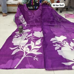 Belle collection de soie Chanderi la plus tendance avec impression numérique Kurti et Dupatta au prix de gros - Product Image 1