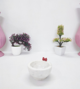 Bol à fruits de service rond et incurvé en marbre de qualité supérieure de luxe Bol de service décoratif en marbre de qualité supérieure pour la décoration de mariage - Product Image 5
