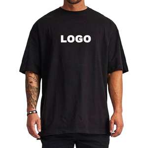Camiseta de Algodón Extra Grande para Hombre, Personalizada, Negra, de Secado Rápido, Transpirable, de Punto, Estilo Holgado, Lavado Ácido - Product Image 5