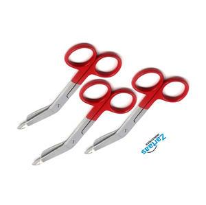 กรรไกรตัดผ้าพันแผลลิสเตอร์3ชิ้นทำจากสเตนเลสสตีลสำหรับพยาบาลชุดจับเคลือบสีแดงขนาด5.5นิ้วจำนวนมาก - Product Image 3