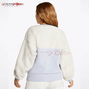 Women's Thick <b>Sherpa</b> Sweatshirt with Rounded Hem Printed Design Warm <b>Fabric</b> for Fall and Winter Use - Product Image 5