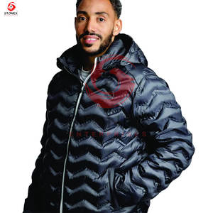 Embossing Design Men's Winter Premium Streetwear Solid Zipper Button Canvas Jackets Stand <b>Polyester</b> <b>Filled</b> Custom Lining Tags - Product Image 4