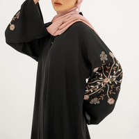 Robe Abaya Modeste pour Femme Musulmane de Dubaï, en Organza Brodé Daisy, Écologique, Infroissable, Coupe Ample, Respirante et Brillante