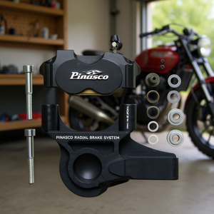 Étrier de frein radial à 4 pistons, ensemble complet avec support pour motos - Product Image 3