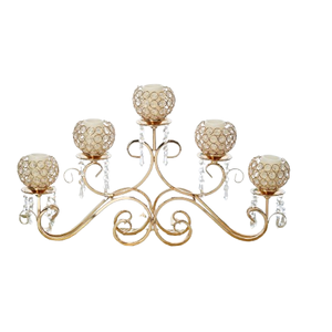 เชิงเทียนคริสตัลสีทองหรูหราพร้อมฐานตั้งโลหะ - Product Image 1