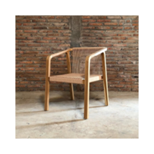 Chaise de salle à manger en bois de teck massif moderne de haute qualité chaise de jardin à dossier tissé en corde japon - Product Image 5