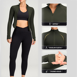 Veste de sport pour femme à col montant avec logo personnalisé, coupe ajustée, respirante, polyester/coton, entraînement, course à pied, fitness - Product Image 5