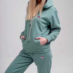 ชุดวอร์มแขนกุดสำหรับผู้หญิงชุดวอร์มผ้าฝ้าย2ชิ้นกระดุมสีพื้นสำหรับฤดูหนาว - Product Image 1