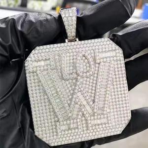 Hip Hop personnalisé luxe glacé argent VVS Moissanite pendentif collier bijoux de luxe - Product Image 1