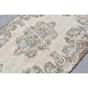 Classique Beige marron 6x9ft Vintage tapis turc grande surface laine Patchwork Design pour couloir chambre Latex pour salon chevet - Product Image 5