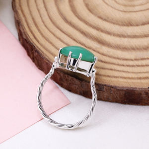 แหวนพลอยโอนิกซ์สีเขียวธรรมชาติ925เงินแท้เครื่องประดับแฮนด์เมดสำหรับผู้หญิงสำหรับงานแต่งงาน - Product Image 4