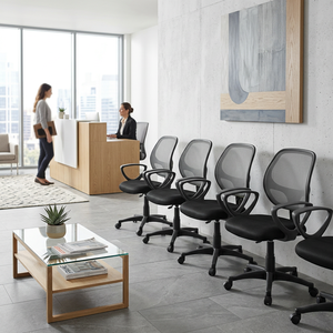 Atlanta Modern Executive Office Chair Grey/<b>Black</b> Mesh Ergonomic Staff Style Adjustable Headrest PA Aluminium Fabric PU Plastic - Product Image 5