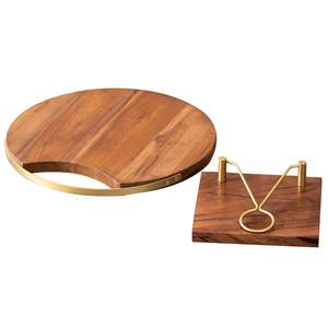 Plato de servir de madera de metal con servilletero Ideal para entretenimiento u ocasiones especiales Hotel en casa bodas y otros - Product Image 1