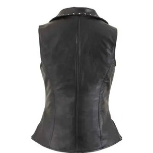 Chalecos de Cuero Personalizados Hechos en Pakistán, Chalecos de Motociclista para Mujer, Chaleco de Caza Negro, Chaleco de Cuero Genuino para Mujer - Product Image 5