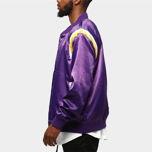 Chaqueta Bomber Varsity de satén para hombre, ligera, brillante, estilo universitario, prendas de vestir exteriores, cierre de cremallera, ropa de calle Vintage, moda para primavera - Product Image 4