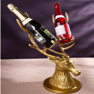 Offre Spéciale moderne Bronze cerf casier à vin Style rétro affichage en alliage vieilli pour magasin de vin fabriqué à la main modèle cadeau pour noël - Product Image 3