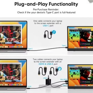 Monitor Portátil de 15.6 Pulgadas, Pantalla IPS FHD de 1080P, Monitor de Viaje Ultrafino con USB-C y Soporte, para Computadora Portátil, Mac, Teléfono, PS, Xbox - Product Image 5