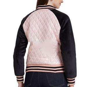 2025 nueva chaqueta universitaria de alta calidad para mujer, chaqueta universitaria de béisbol informal de tendencia personalizada con manga de cuero bordada personalizada para mujer - Product Image 2