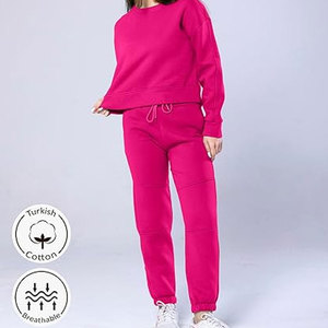 Conjunto de chándal de invierno personalizado de dos piezas para mujer, Top corto de color sólido con Sudadera con capucha y pantalones cortos - Product Image 2