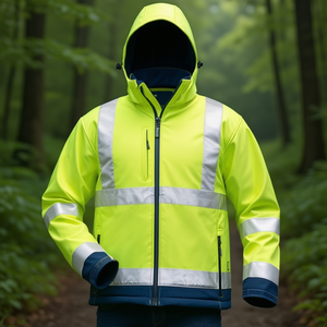 <b>High</b>-<b>Visibility</b> Men's Navy Elysee <b>Softshell</b> Polyester Workwear <b>Jacket</b> - Product Image 3