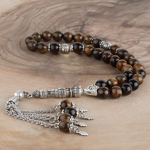 Rosario Tasbih Otomano Sultán de 8mm, Chapado en Plata, Regalo Étnico Islámico, Piedra Natural para Hombre, de Estambul - Product Image 3