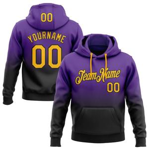 Wholesale & Dropship Custom Stitched <b>Purple</b> Gold-Black Fade Fashion Sports Pullover Sweatshirt <b>Hoodie</b> - Product Image 1
