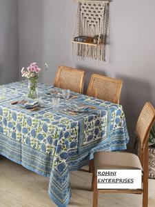 Lotus Blue 100% algodón hecho a mano bloque impreso estilo indio mantel tamaño personalizado diseño Floral hogar Hotel fiesta decoración al aire libre - Product Image 3