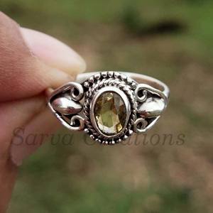 แหวนพลอยซิทรินทรงรี ดีไซน์ไม่สมมาตร เงินแท้ 925 เครื่องประดับชั้นดี แหวนสั่งทำ ผู้ผลิตเครื่องประดับ - Product Image 3