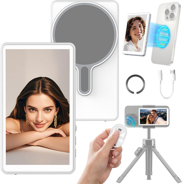 Strong Magnetic Selfie Screen Camera 1800mAh Battery 4K HD 16:9 Display 4.02" 450cd/m 60Hz Vlog Real-time Mirroring for iPhone