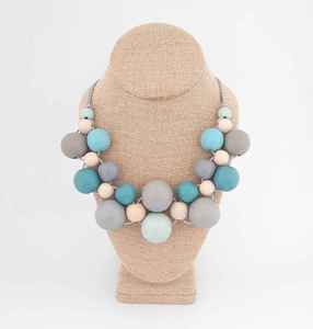 Perles noires et blanches en bois de forme ronde, collier en bois, épais, à la mode, collier en bois - Product Image 5