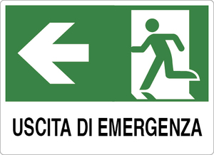 Cartello Segnaletico Uscita di Emergenza Sinistra cm. 30x20 - Product Image 1