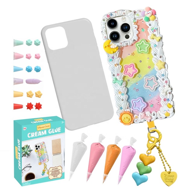 New Arrival Creative Decor Crean Gift Set Customizing DIY Phone Case Charms Kit with Cute Resin Star Sun Pendant