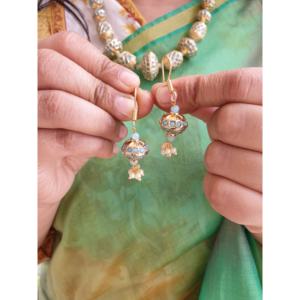 Turquoise Jadau perles ensemble de bijoux de mode collier élégant - Product Image 1