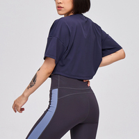 Camisetas Cortas Casuales y Cómodas para Mujer, Estilo Holgado, de Poliéster/Algodón, Ligeras, Transpirables y Ecológicas