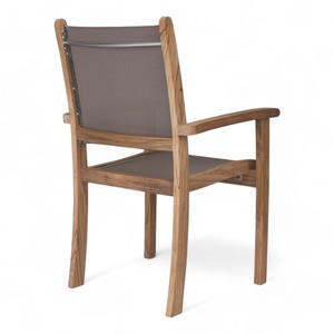 Silla de comedor contemporánea para exteriores, tela de malla de eslinga de madera de teca altamente duradera para jardín, escuela, Villa, sala de estar - Product Image 3