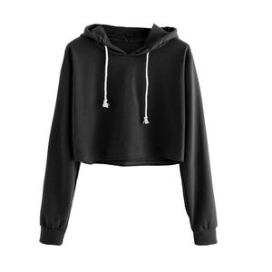 Precio al por mayor Ropa de mujer crop top Sudadera con capucha de las mujeres de alta calidad Deportes de invierno de algodón Top Crop Hoodie Mujeres - Product Image 4