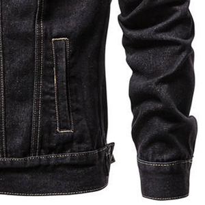 Veste en jean enduite pour homme, style décontracté, col montant, respirante, style vintage, à capuche, prix - Product Image 6