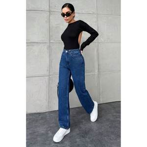 Funky Trendy Wideleg Stone <b>Denim</b> Jeans Women Luxury High Waist <b>Stretch</b> Durable Eco-friendly Plating Street Style Casual Chic - Product Image 4