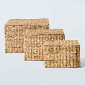 Caja de almacenamiento de jacinto de agua, cajas de almacenamiento tejidas naturales, excelente precio, accesorios de organización para el hogar - Product Image 5
