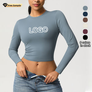 T-shirt décontracté à manches courtes en nylon pour femme, séchage rapide, respirant, design amincissant, course estivale, logo personnalisé, vente en gros, haute qualité - Product Image 1