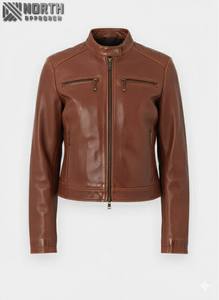 Chaqueta de cuero para mujer de tela suave de alta calidad hecha a medida, chaqueta de cuero transpirable para mujer al por mayor de fábrica, chaqueta de cuero personalizada - Product Image 1