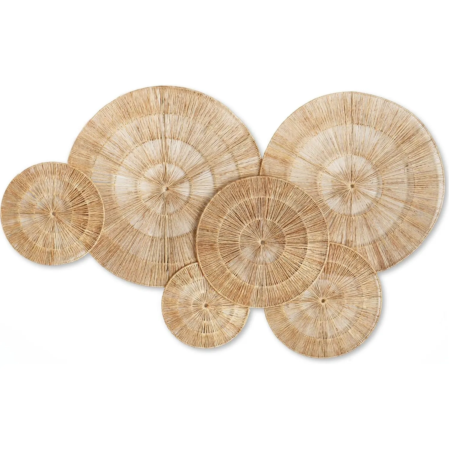 NEW PRODUCT! Tienphong Set of 6 Extra Large Woven Seagrass Wall Plates, Decorative Baskets for Bedroom, Living Room, Office