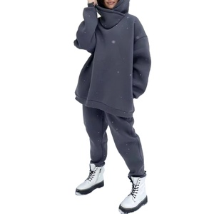Ensemble de vêtements de sport décontractés pour femmes, hiver/printemps 2025, haut à manches longues à capuche jaune pâle avec pantalon à chevilles, journée de neige - Product Image 1