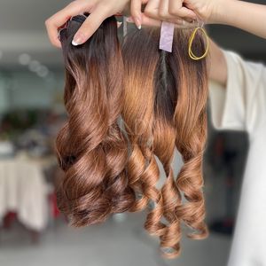 Paquetes de color hinchable Ombre de cabello crudo de alta calidad con frontal y paquetes para hacer pelucas - Product Image 5